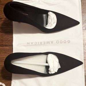 GOOD AMERICAN WOMEN’S  FAUX SUEDE BLACK PUMP HIGH HEELS